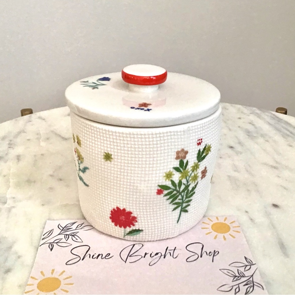 Anthropologie Sugar Bowl Floral Stoneware Annie New In Box NWT RARE